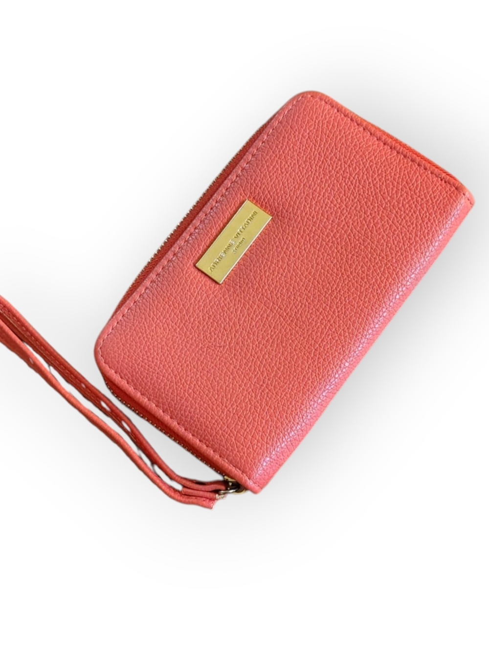 Adrian Vitadini Coral Leather Wristlet with Gold Plate